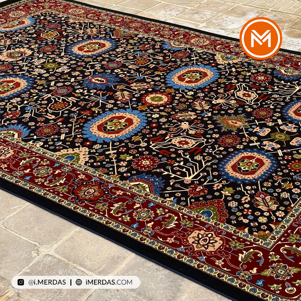 فرش گبه صبا قشقایی زمینه سرمه ای